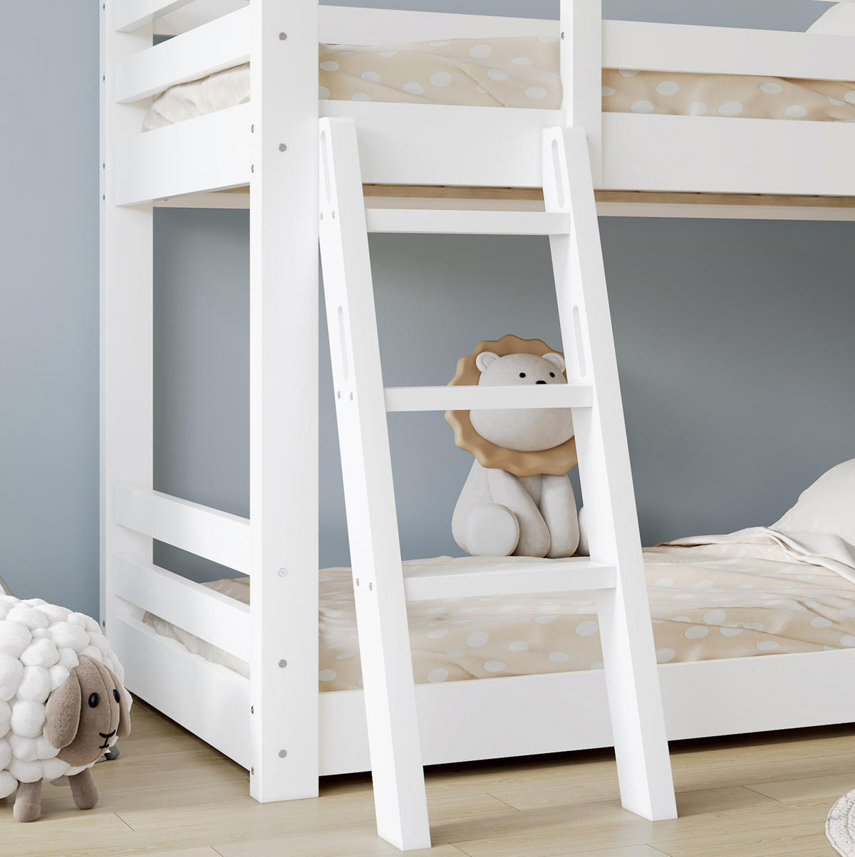 ETAGENBETT 90/200 cm Weiß mit Tafel und Dach für Kinder - Weiß, Holzwerkstoff (90/200cm) - OKWISH