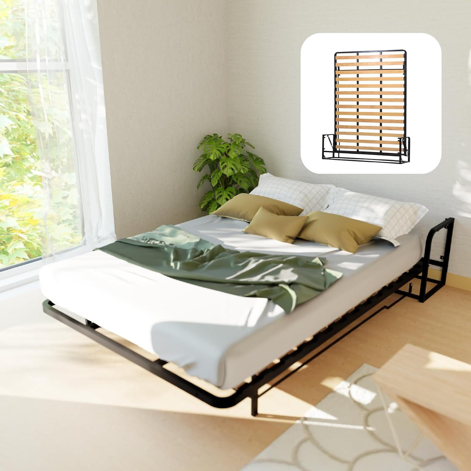 WallBedKing Wandbett Schwarz 150x200 cm