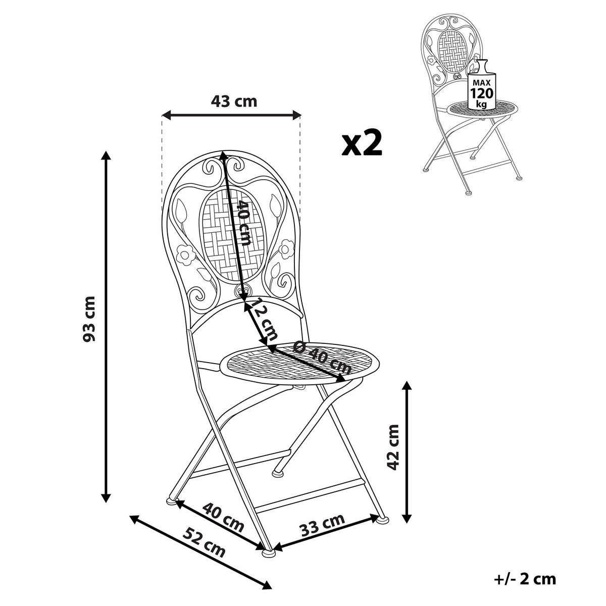 GARTENSTUHL 2er-Set Metall hellgrün Bivio - Grün, Metall (43/93/52cm) - Beliani