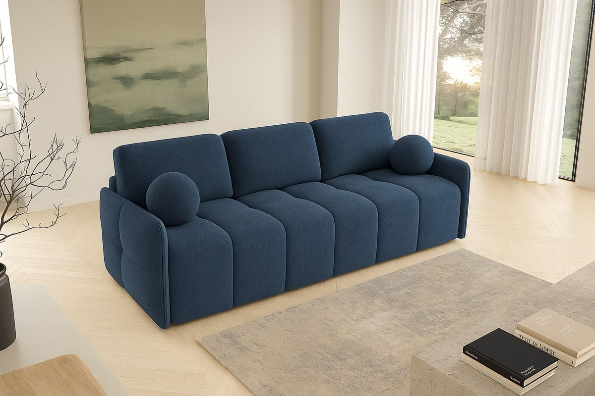SITZSOFA Granat Abriamo Emili Mit Schlaffunktion - Dunkelblau, Textil (212/95/90cm) - Sepro Meble