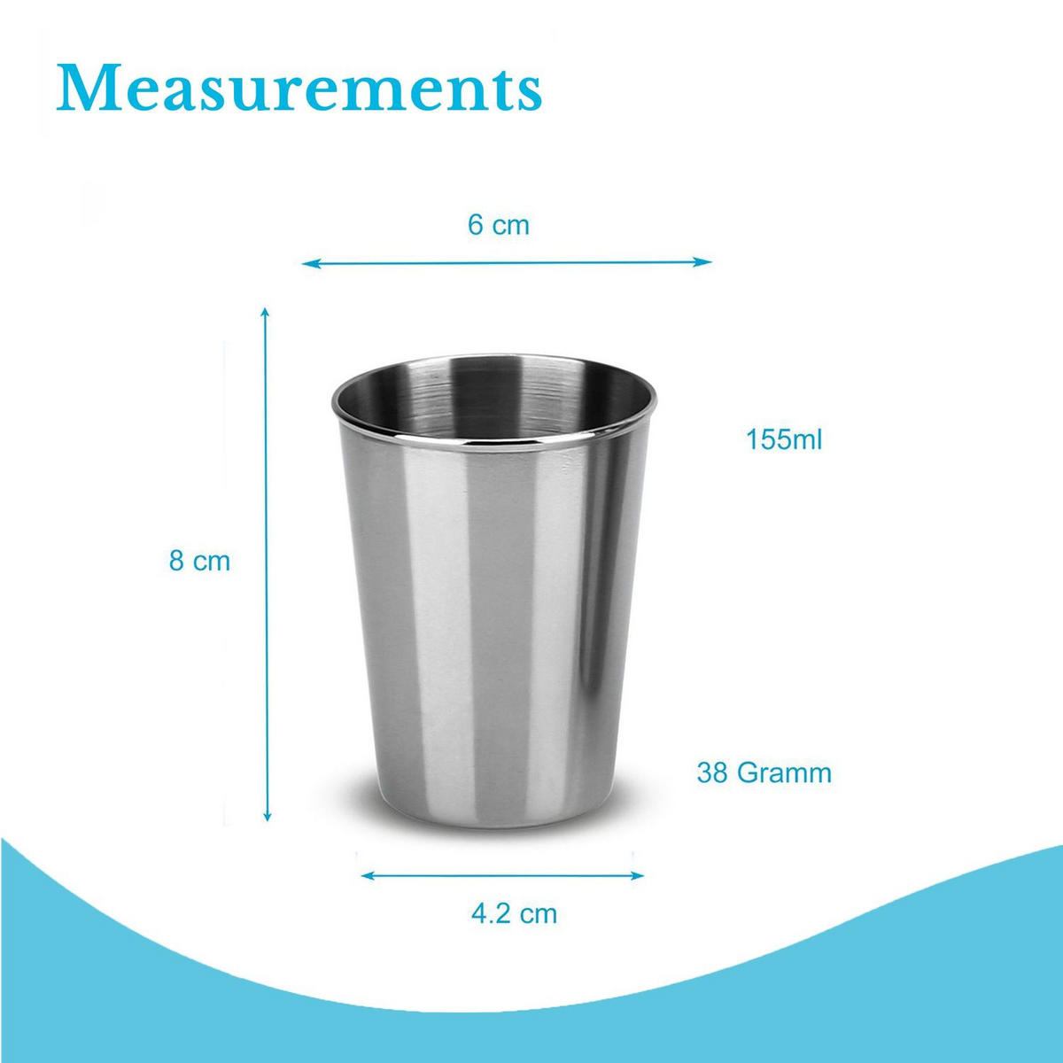 CAMPING BECHER SET Edelstahl - Silberfarben, Metall (0.17L) - Intirilife