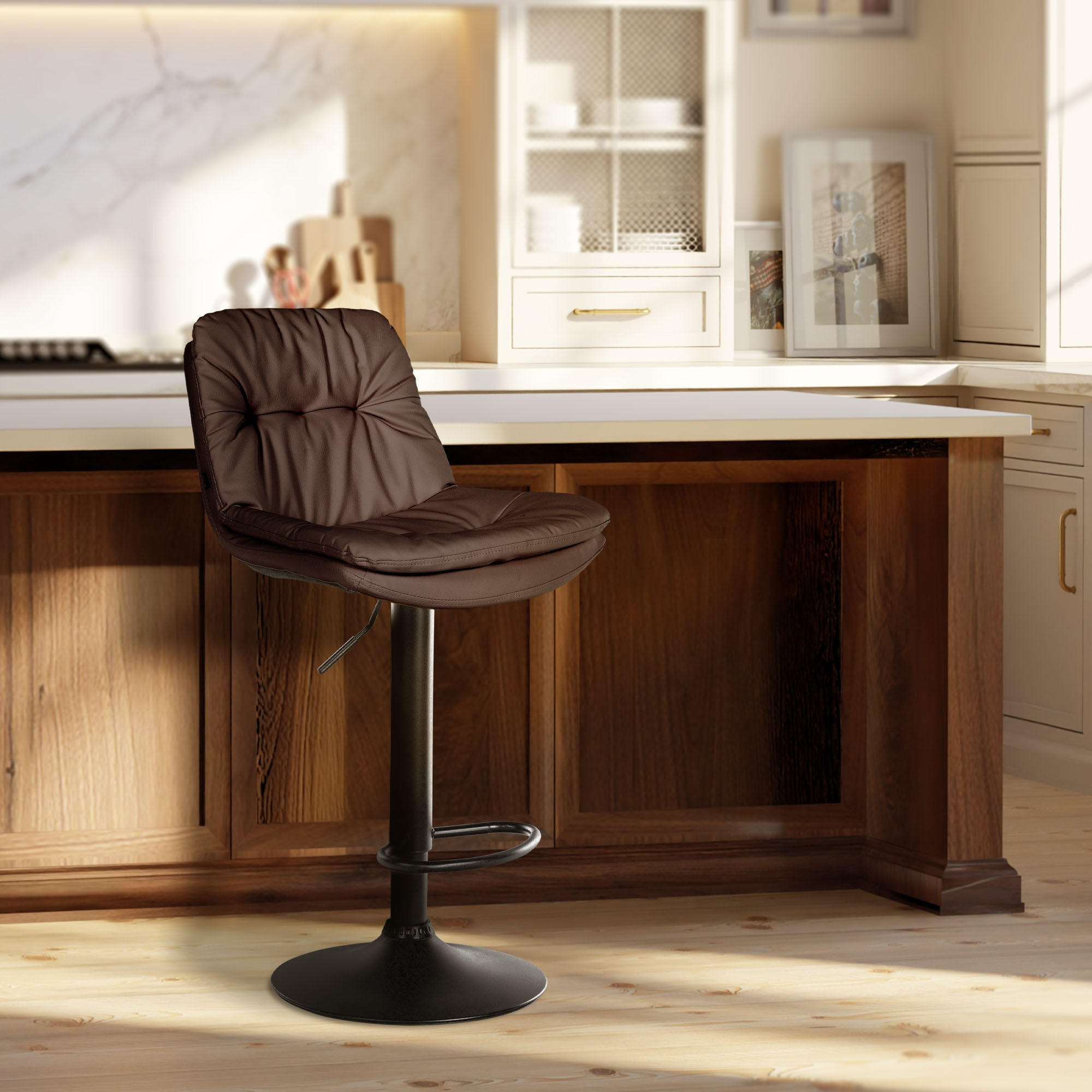 BARHOCKER Lederlook braun - Schwarz/Braun, Textil (46/92/54cm) - CLP
