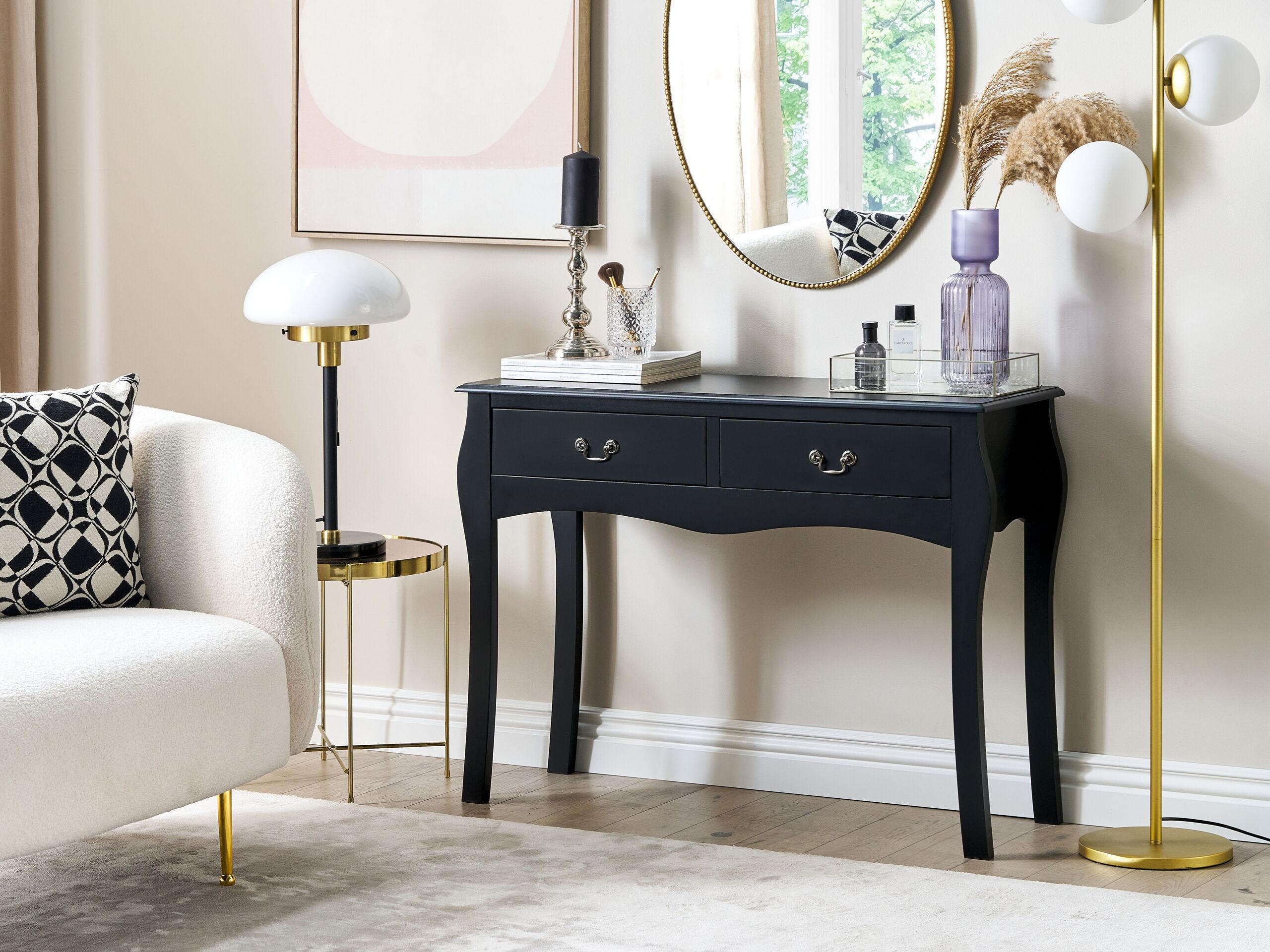 KONSOLENTISCH schwarz 2 Schubladen Klawock - Schwarz, Holzwerkstoff (35/100/75cm) - Beliani