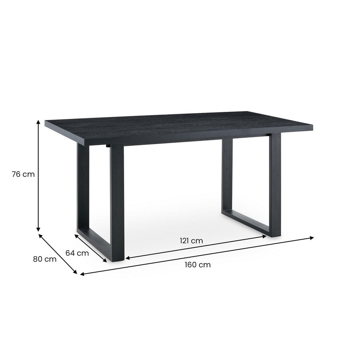 ESSTISCH LESINA schwarz - Schwarz, Holzwerkstoff (80/160/77cm) - IDIMEX