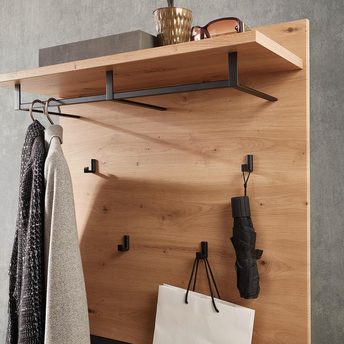 GARDEROBENPANEEL Breite 80 cm - Eiche Artisan Dekor - Eiche Artisan, Holzwerkstoff/Metall (80/118/30cm) - home24