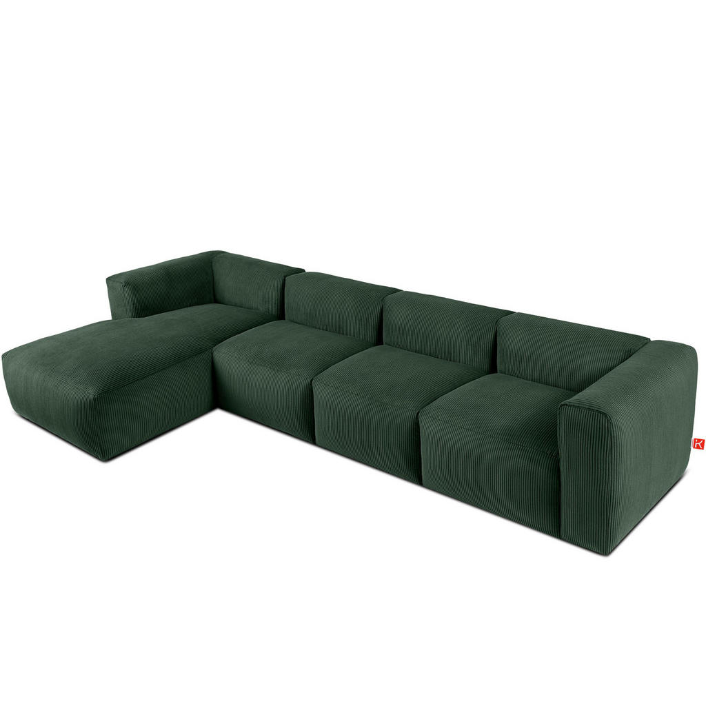 Thumbnail - Konsimo® Eckmodulsofa-Links, Dunkelgrün, Textil, Eckteil,Freiform, 377x180 cm, Wohnzimmer, Sofas & Couches, Wohnlandscha...