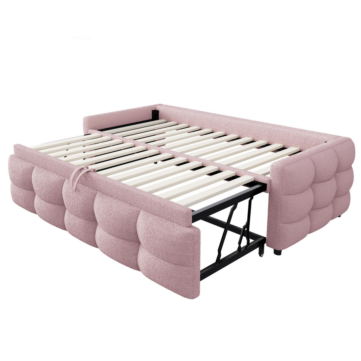 POLSTERBETT 90/180/190 cm Rosa aus Teddy mit Ausziehfunktion - Rosa, Textil (90/190cm) - OKMYHOME