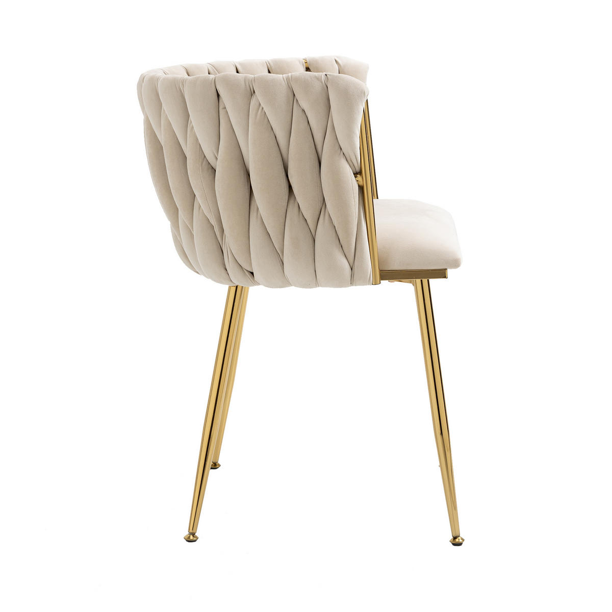 STUHL-SET 2 Stück Samt mit Goldbeinen, DE-42222, Elfenbein - Creme, Metall (41/74/55.5cm) - ComfortXL