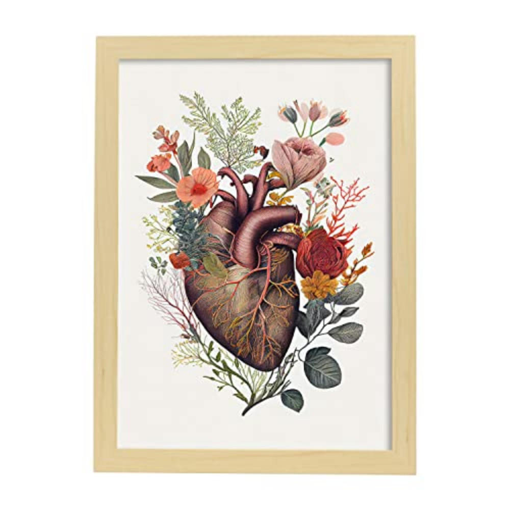POSTER Anatomie Herz A4 Rahmen Aus Hellem Holz - Beige, Papier (29.7/5/21cm) - Nacnic