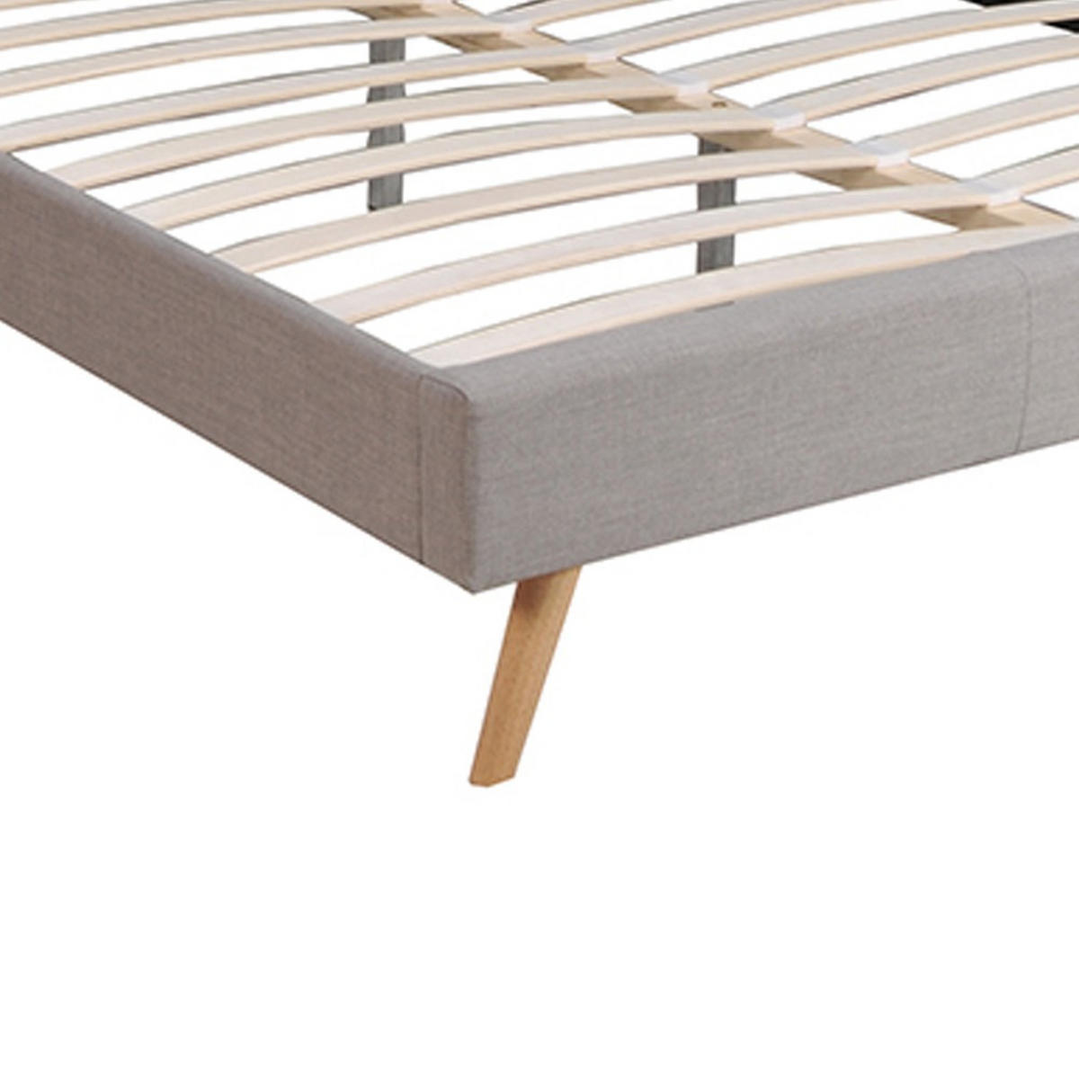 BETT FJORD/ BETT 180x200 MIT LATTENROST - HELLGRAU STOFF - Grau, Holzwerkstoff (180/200cm) - Weber Industries