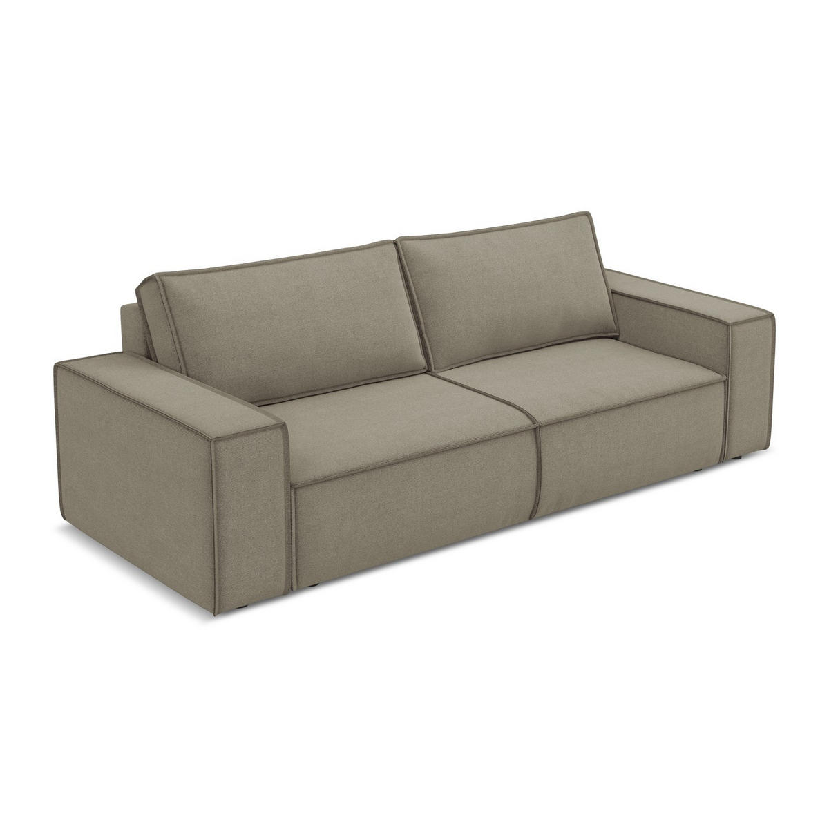 3-SITZER SOFA mit Schlaffunktion Strukturstoff Stoff Beige - Beige/Schwarz, Kunststoff/Textil (255/85/105cm) - LaMiaSofa