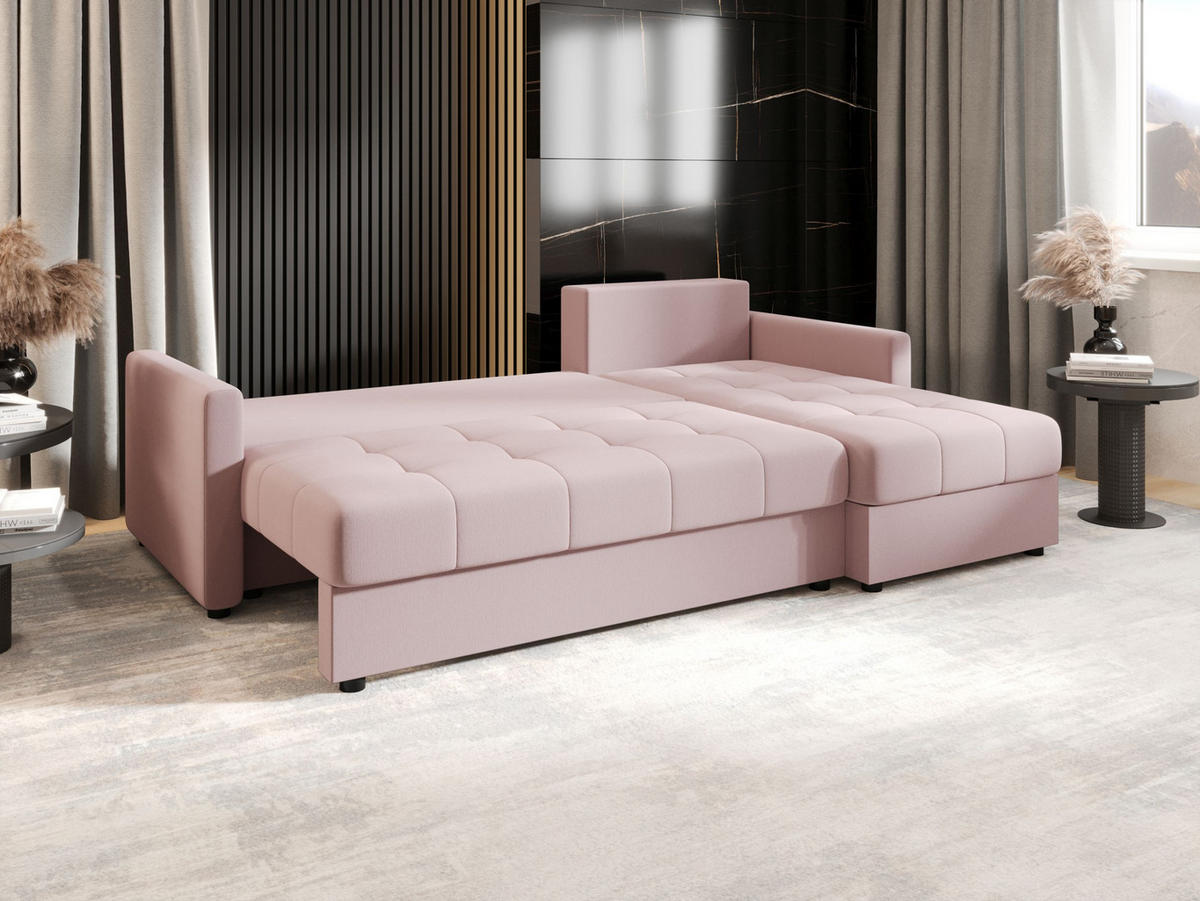 ECKSOFA MOS L BIS Cosmic 14 Rechts mit Schlaffunktion - Rosa, Textil (220/143cm) - Bedante