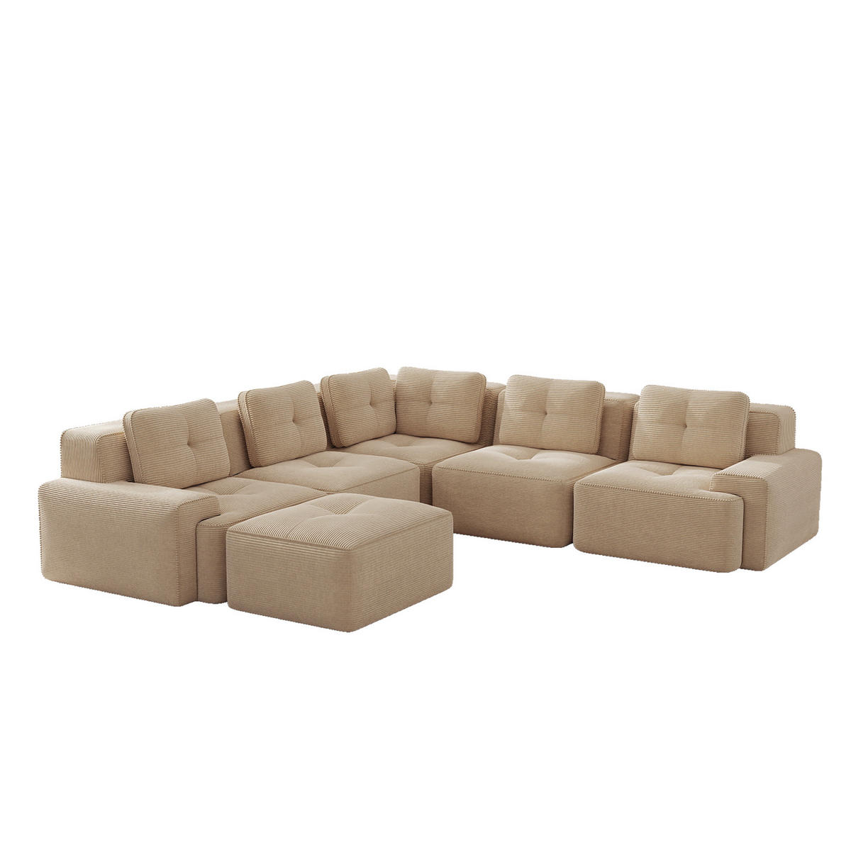 ECKSOFA modular Beige Cordstoff - Beige, Kunststoff (295/295cm) - Meubliv
