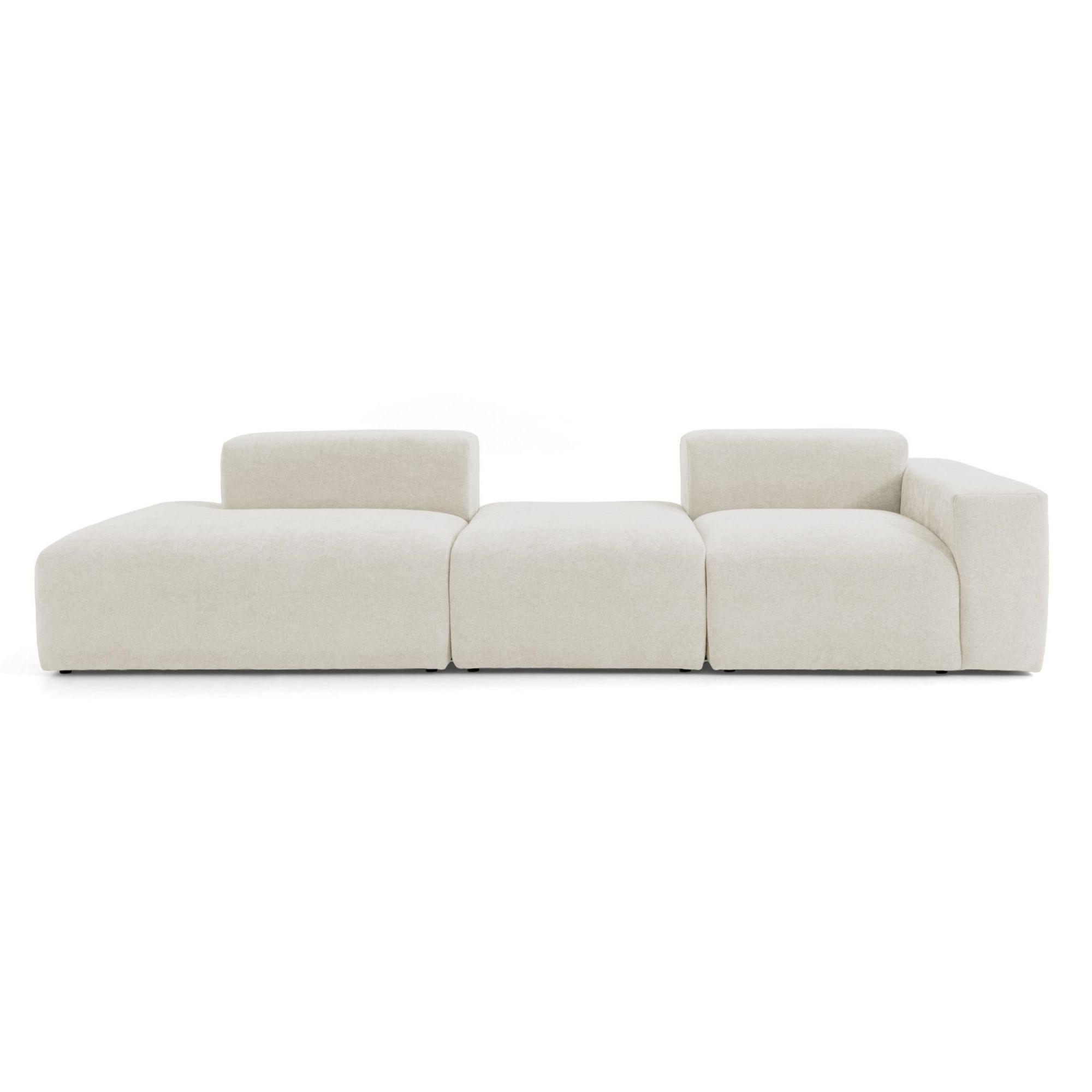 4-SITZER modulares Sofa HEAVEN SET 4 Links, Breite 335 cm Webstoff Weiß - Schwarz/Weiß, Holz/Kunststoff (335/71/102cm) - Muffo