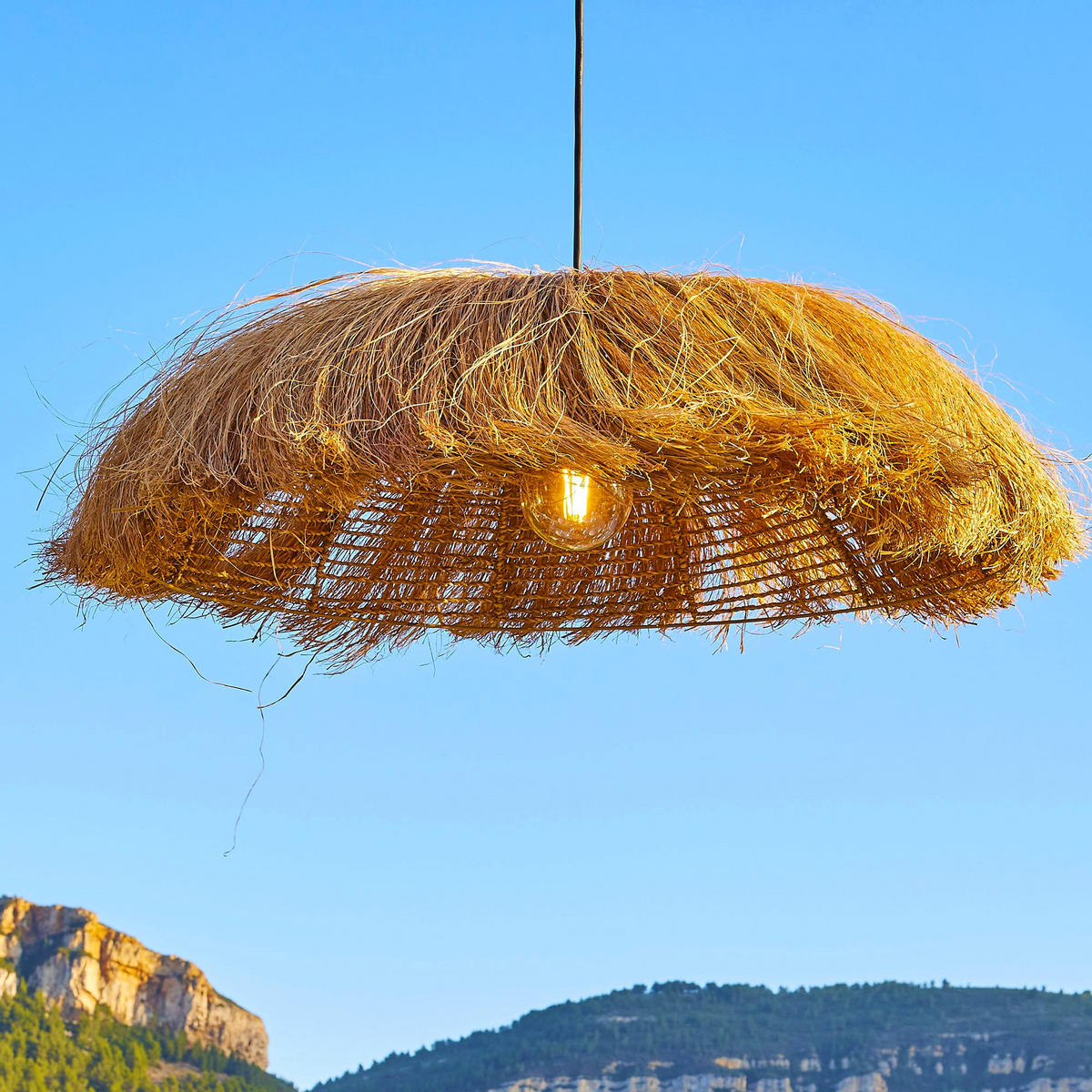 HAVANA D75CM 5M netzbetriebene Pendelleuchte - Beige, Naturmaterialien (75/75/22cm) - Lumisky