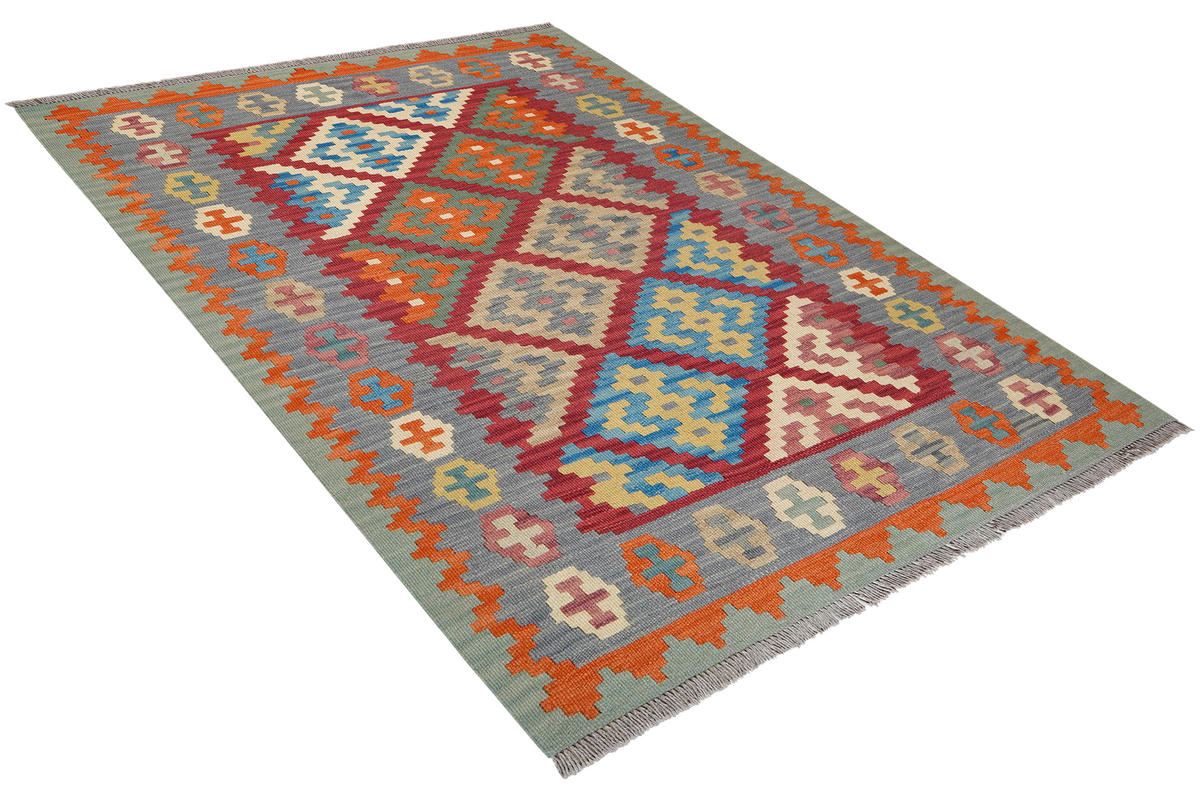 HANDWEBTEPPICH Kelim Gashgai Rot 172/128 cm Schurwolle - Rot, Textil (128/172cm) - Looma