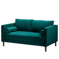 2-SITZER SOFA - Samt - Petrol, Textil (150/80/86cm) - home24