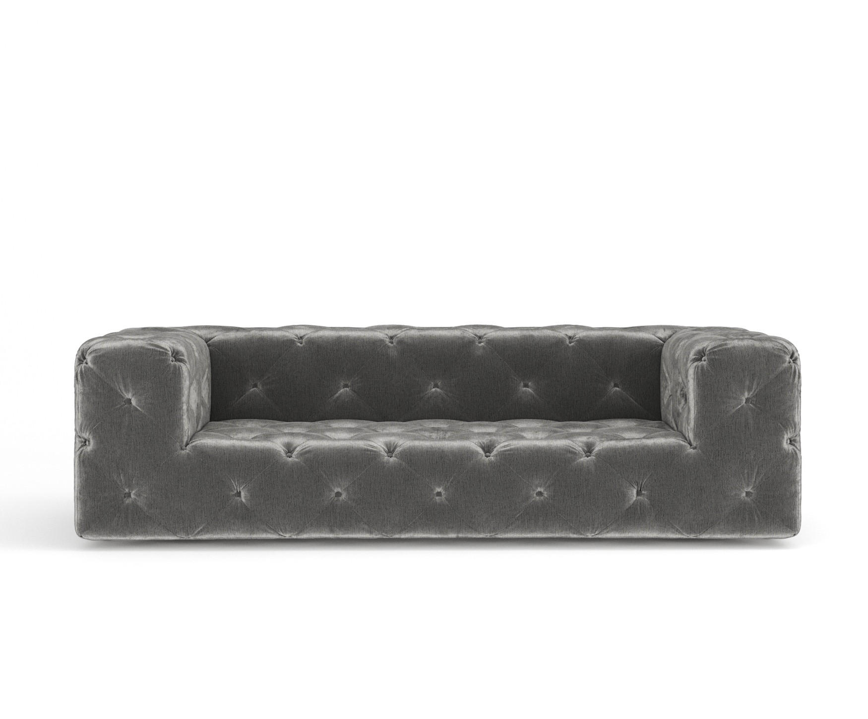 3-SITZER-SOFA Cosimo Grau Samtstoff - Schwarz/Grau, Holz/Holzwerkstoff (230/71/100cm) - Maison de Reve