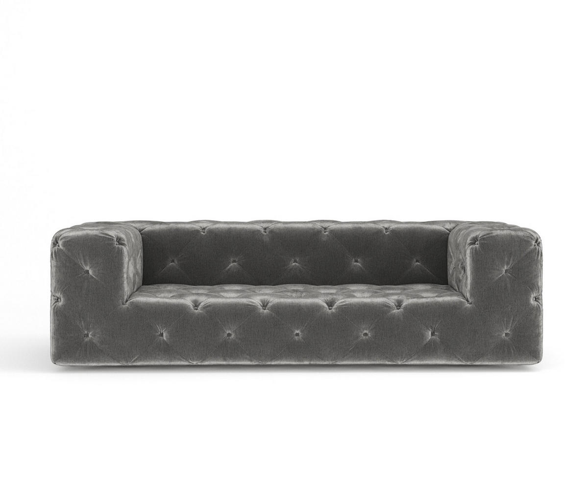 3-SITZER-SOFA Cosimo Grau Samtstoff - Schwarz/Grau, Holz/Holzwerkstoff (230/71/100cm) - Maison de Reve