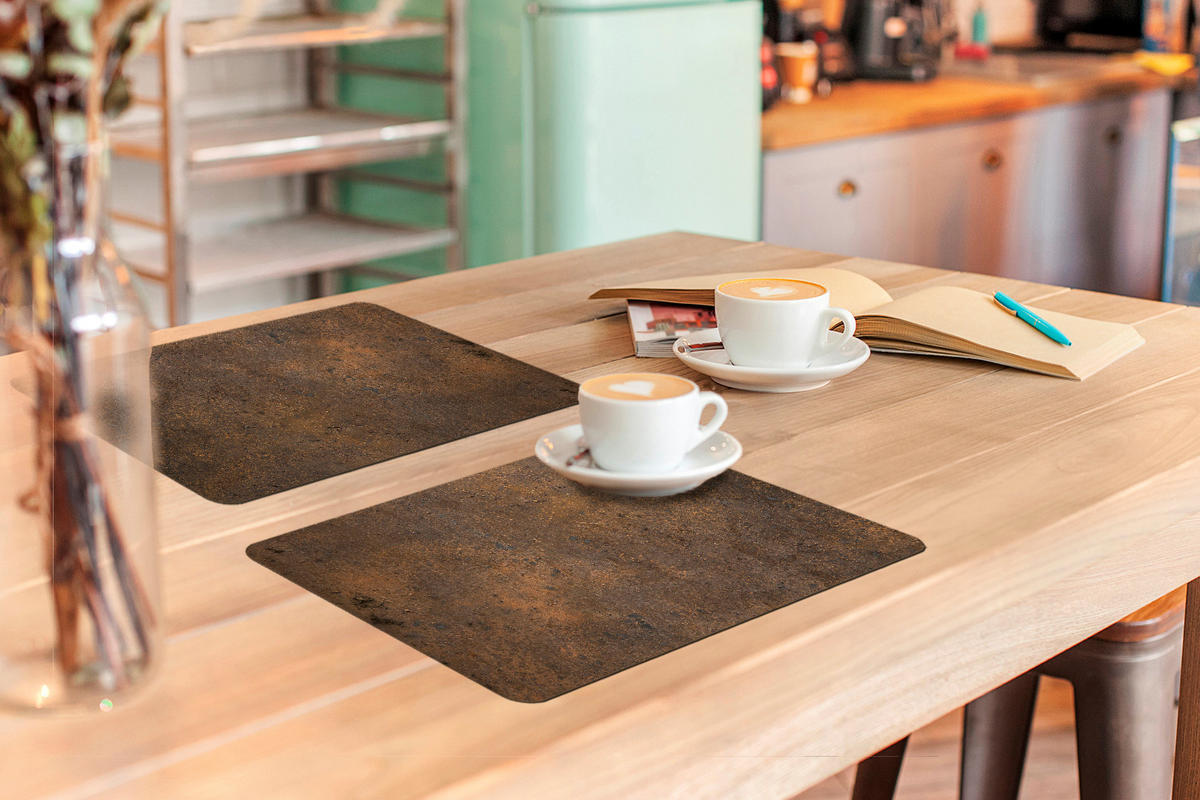 PLATZSETS 6er-Set Rostdruck - Eisen - Braun 45x30 cm Tischset - Rostfarben, Kunststoff (0.3/45/30cm) - MuchoWow