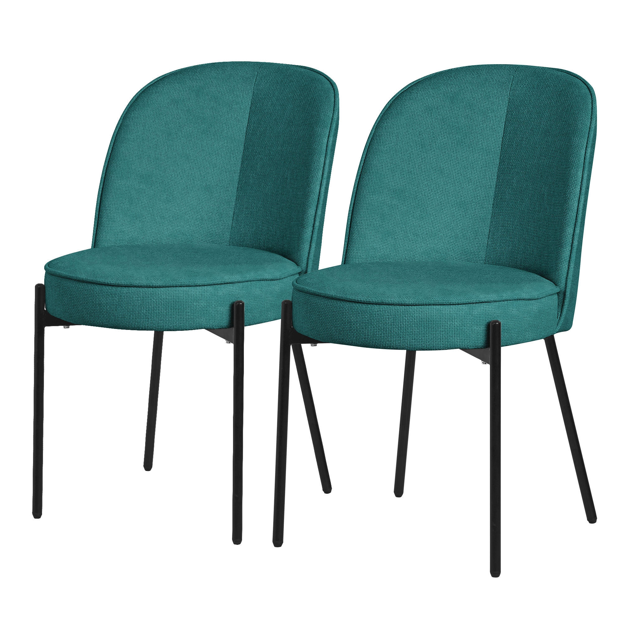 ML-DESIGN JÍDELNÍ ŽIDLE, sada 2 ks, petrolejová barva, s látkovým potahem