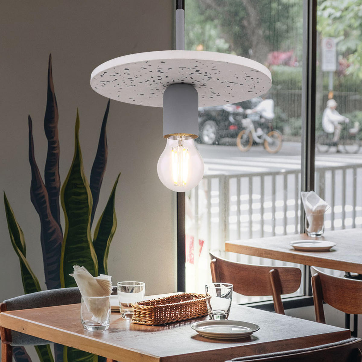 HÄNGELEUCHTE Metall Grau Terrazzo-Steinoptik - Grau, Metall (23/23/120cm)