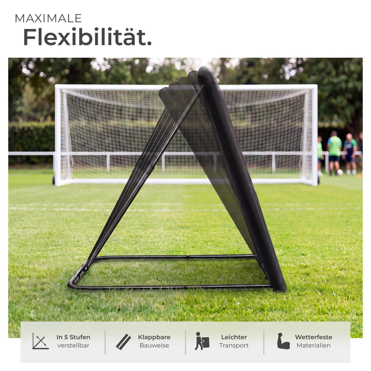 REBOUNDER FÜR FUSSBALL Alphonso, 124 x 124 cm, schwarz - Schwarz, Kunststoff (124/117cm) - tectake