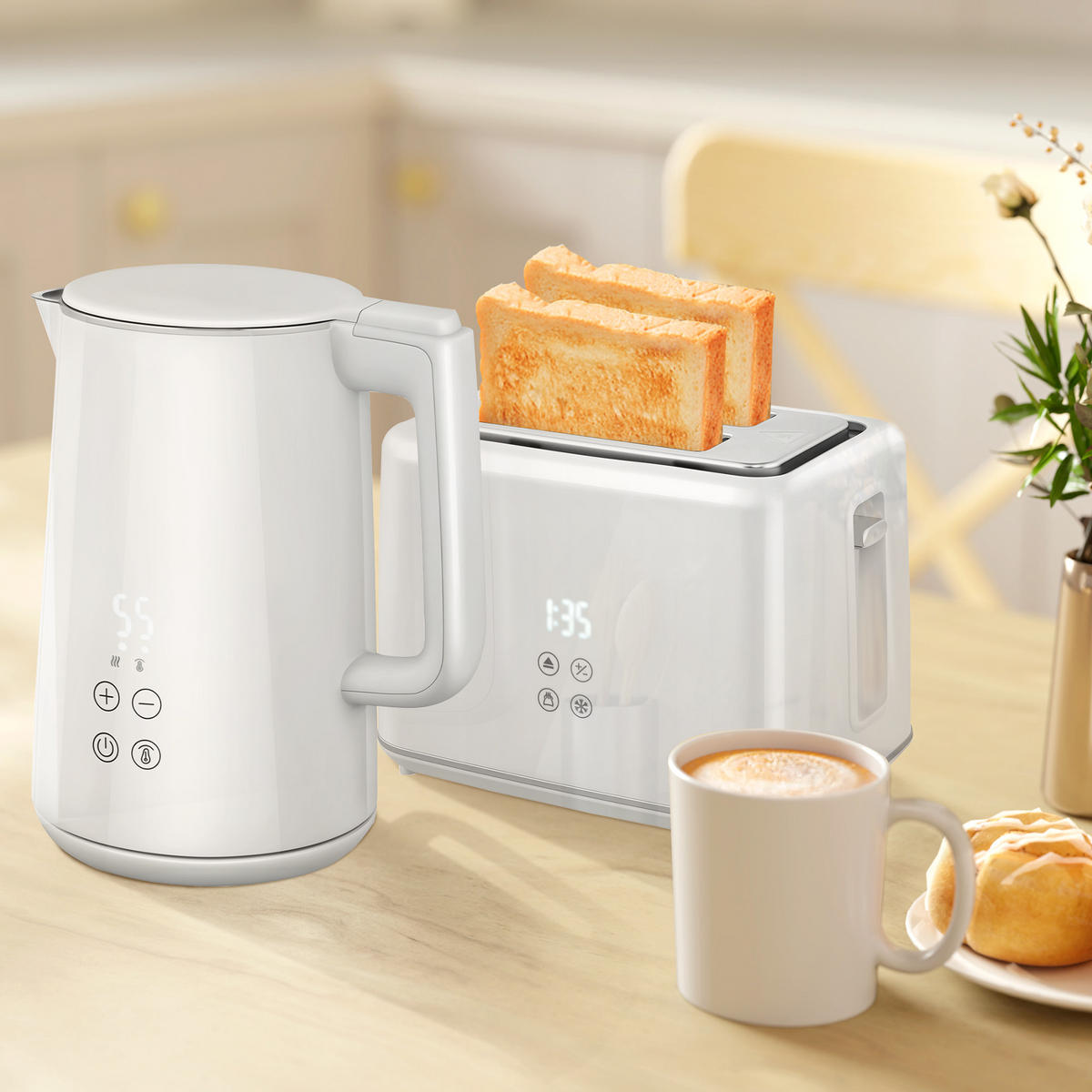 WASSERKOCHER-TOASTER-SET DE-17447 Creme - Creme, Metall (15.5/25.1/21.5cm) - ComfortXL