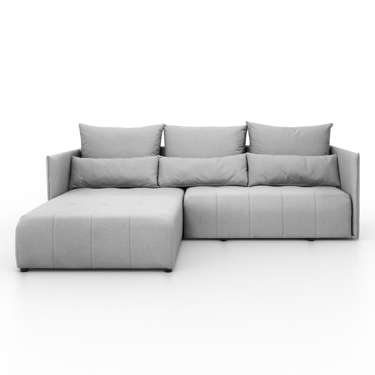 ECKSOFA L Form Hanna 246 x 188 cm mit Schlaffunktion und Bettkasten, 4 Sitzer, Bettzeugablage, Sofa, Eckcouch, hellgrau, links - Hellgrau, Kunststoff (246/188cm) - Margaret Hadas24