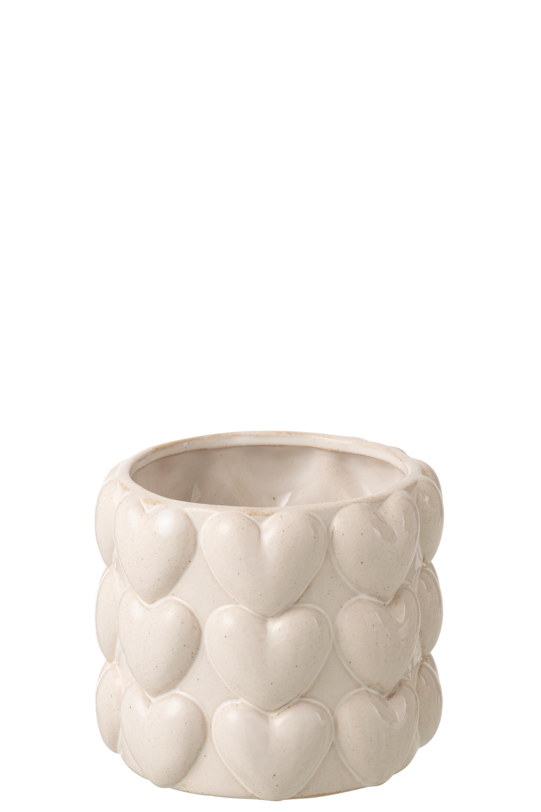 BLUMENTOPF HERZEN Beige - Beige, Keramik (17/14.5cm) - J-Line