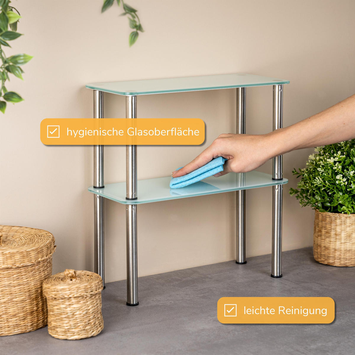 GLAS-KÜCHENREGAL weiß - Weiß, Glas (32/33/14cm) - bremermann