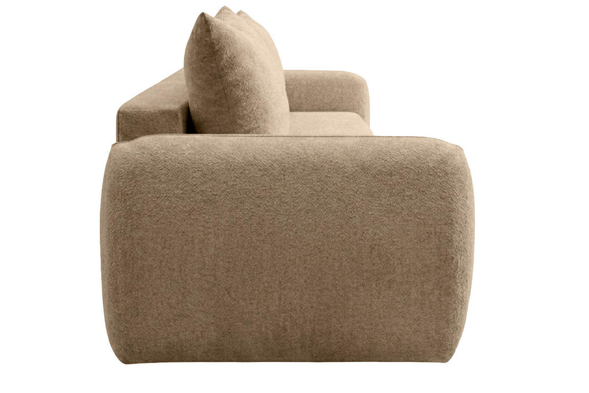 POHOVKA S Funkcí Spaní A Úložným Prostorem, Látka Doha, Tmavě Béžová, HELA - béžová, dřevo (250/89/100cm) - Kaiser Möbel