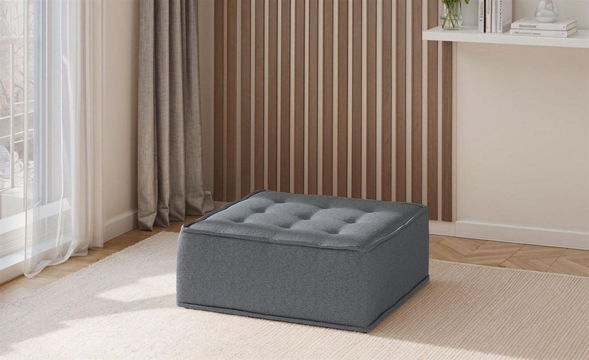 POLSTERHOCKER Sande In Alpine - Anthrazit, Holzwerkstoff/Textil (90/38/90cm) - Fun Möbel