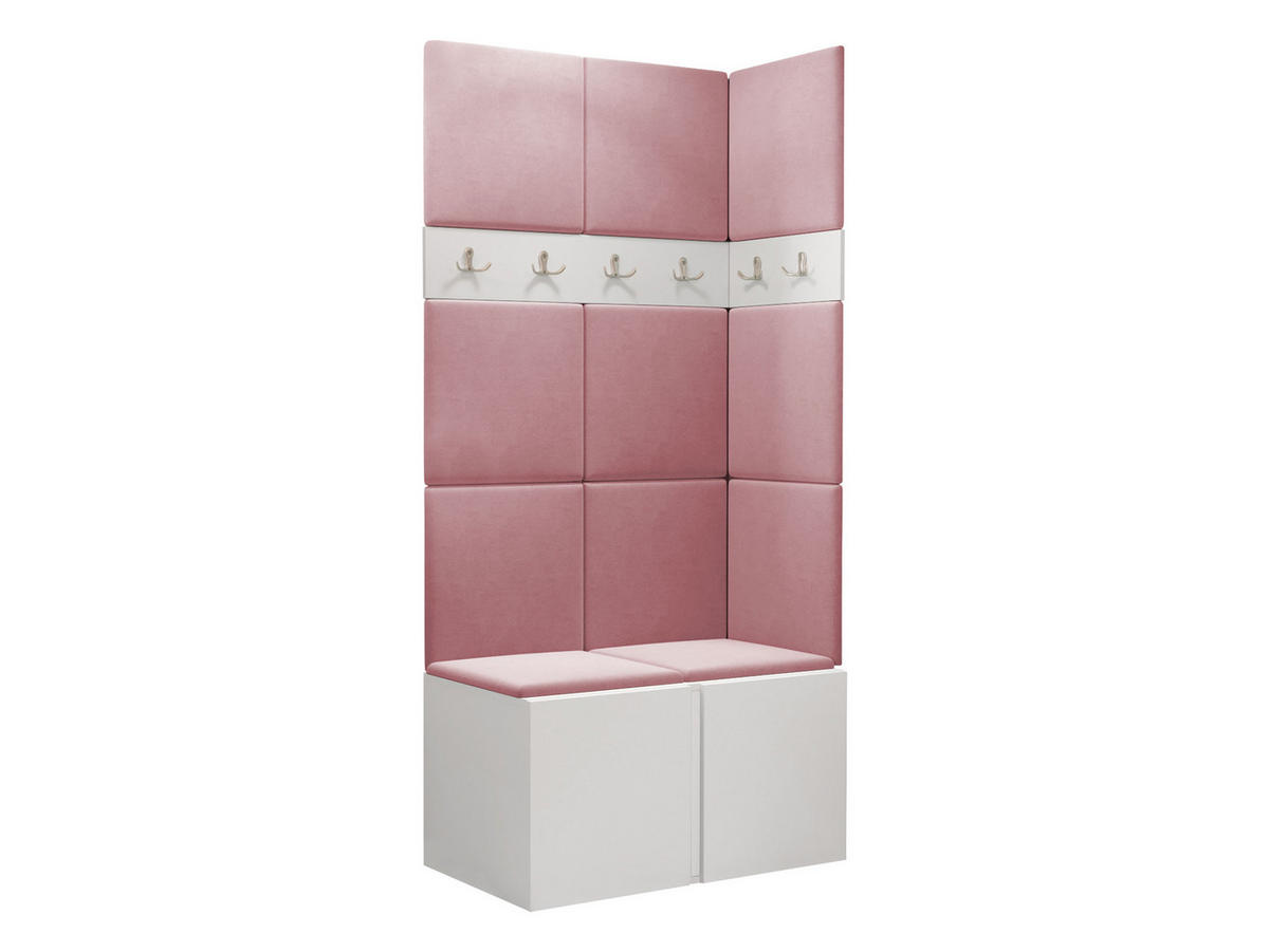 GARDEROBEN-SET Orion I - Weiß/Rosa, Holzwerkstoff/Kunststoff (84/186/46cm) - MIRJAN24