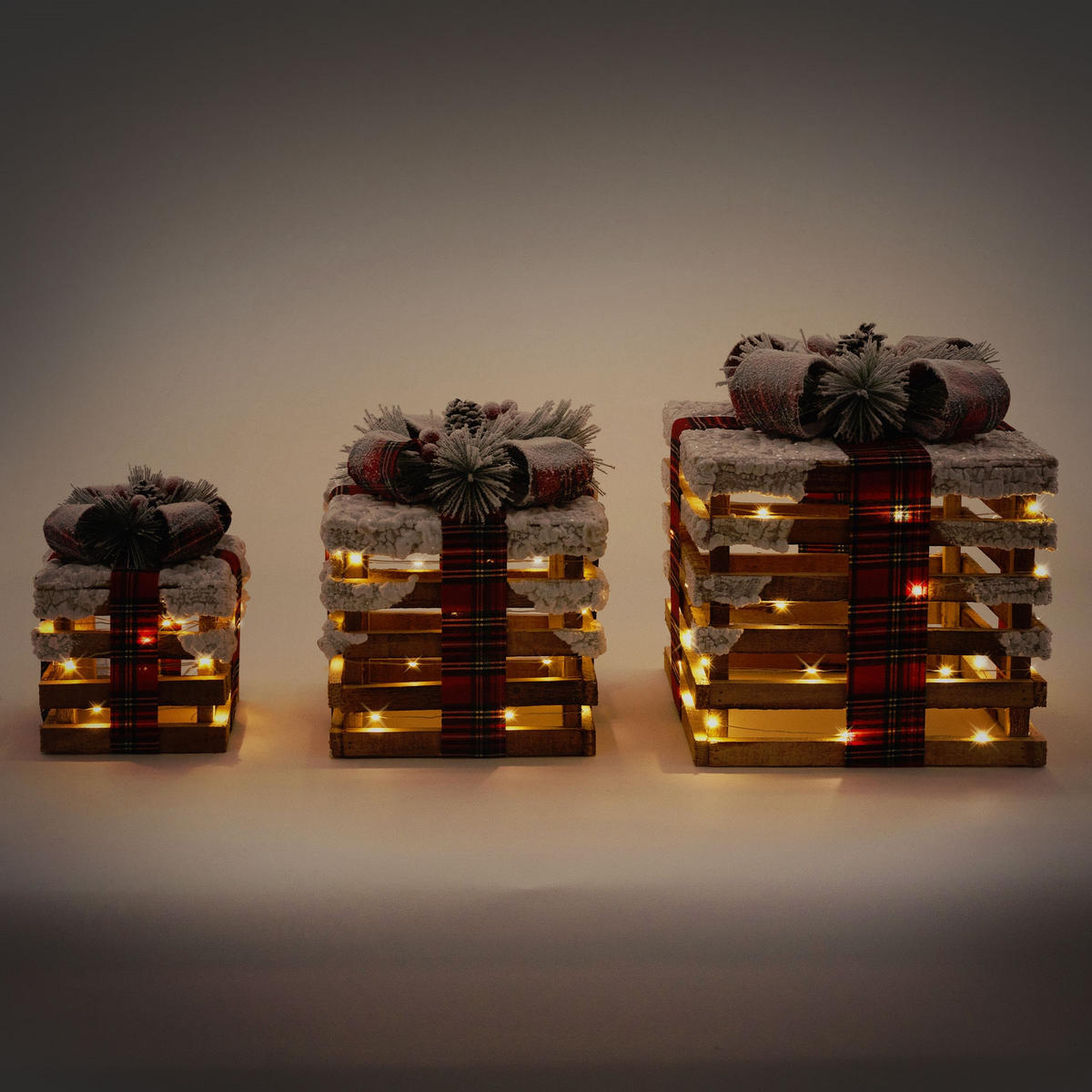 WEIHNACHT Geschenkset - Braun, Holz (26/28/26cm) - ECD-Germany