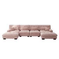 MODULARES Ecksofa mit beweglichen Ottomane, Chenille und flexiblem Aufbau, Rosa - Pink, Textil (406/145cm) - Redom