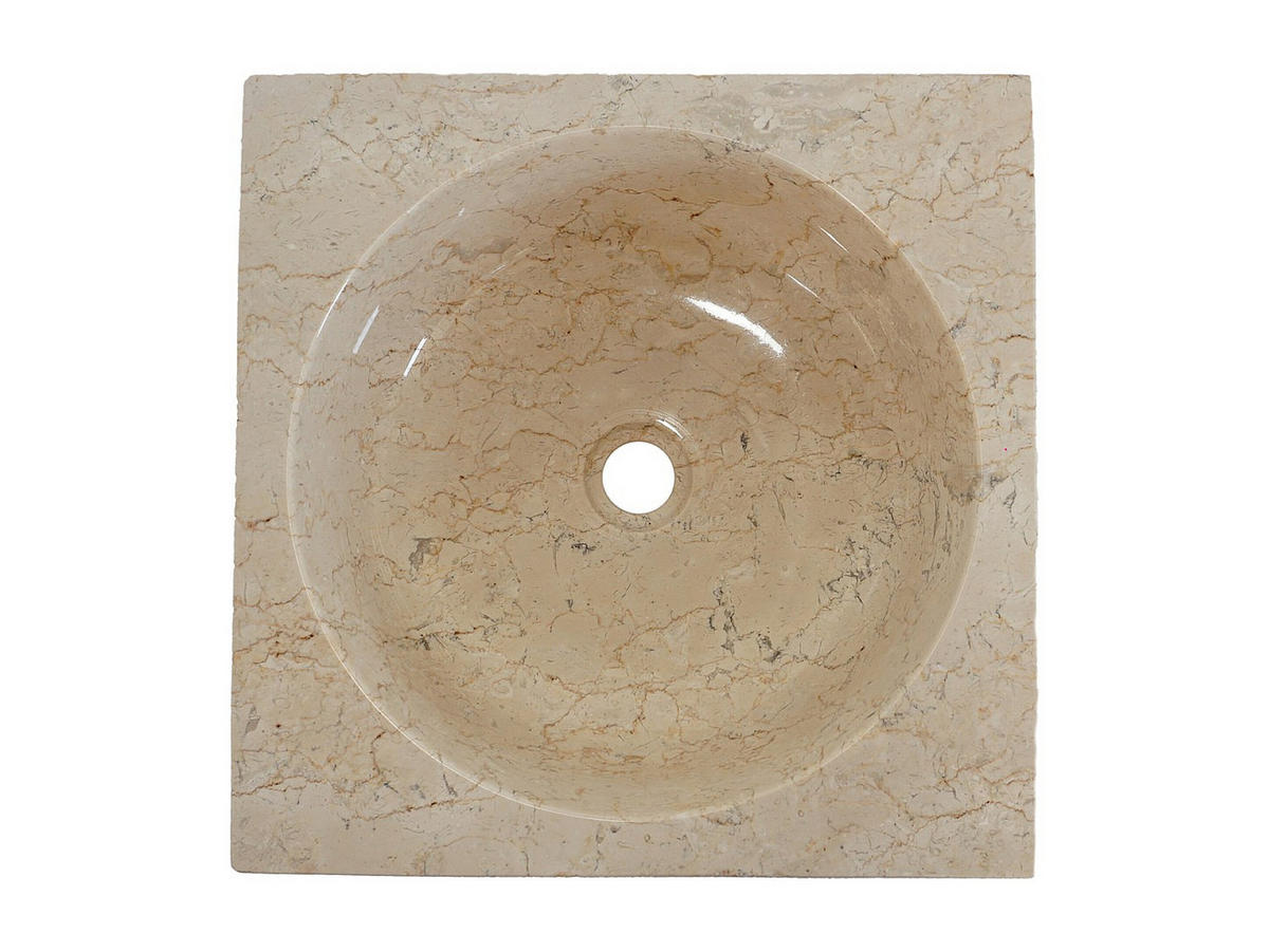 FREISTEHENDES Waschbecken - 40 cm x 40 cm - marmor - cremefarben Storta - Creme, Stein (40/90/40cm) - Vente-Unique