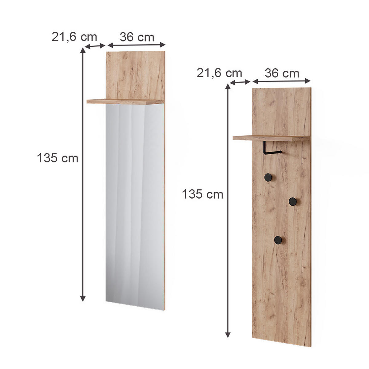 NÁSTĚNNÁ ŠATNÍ SKŘÍŇ Siri Zlatý mocný dub - medově dubová, kompozitní dřevo (36/135/21.6cm) - Vicco