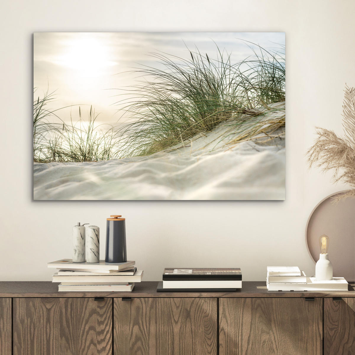 METALLBILD Dünen - Strand - Schleswig-Holstein - Wattenmeer 60x40 cm - Creme, Metall (60/40cm) - MuchoWow