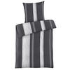 SEERSUCKER-BETTWÄSCHE 135x200 Streifen Sommer Bettbezug Bügelfrei aus 100% Polyester, Bettbezüge Schwarz Silber gestreift - Silberfarben, Textil (135/200cm) - Carpe Sonno