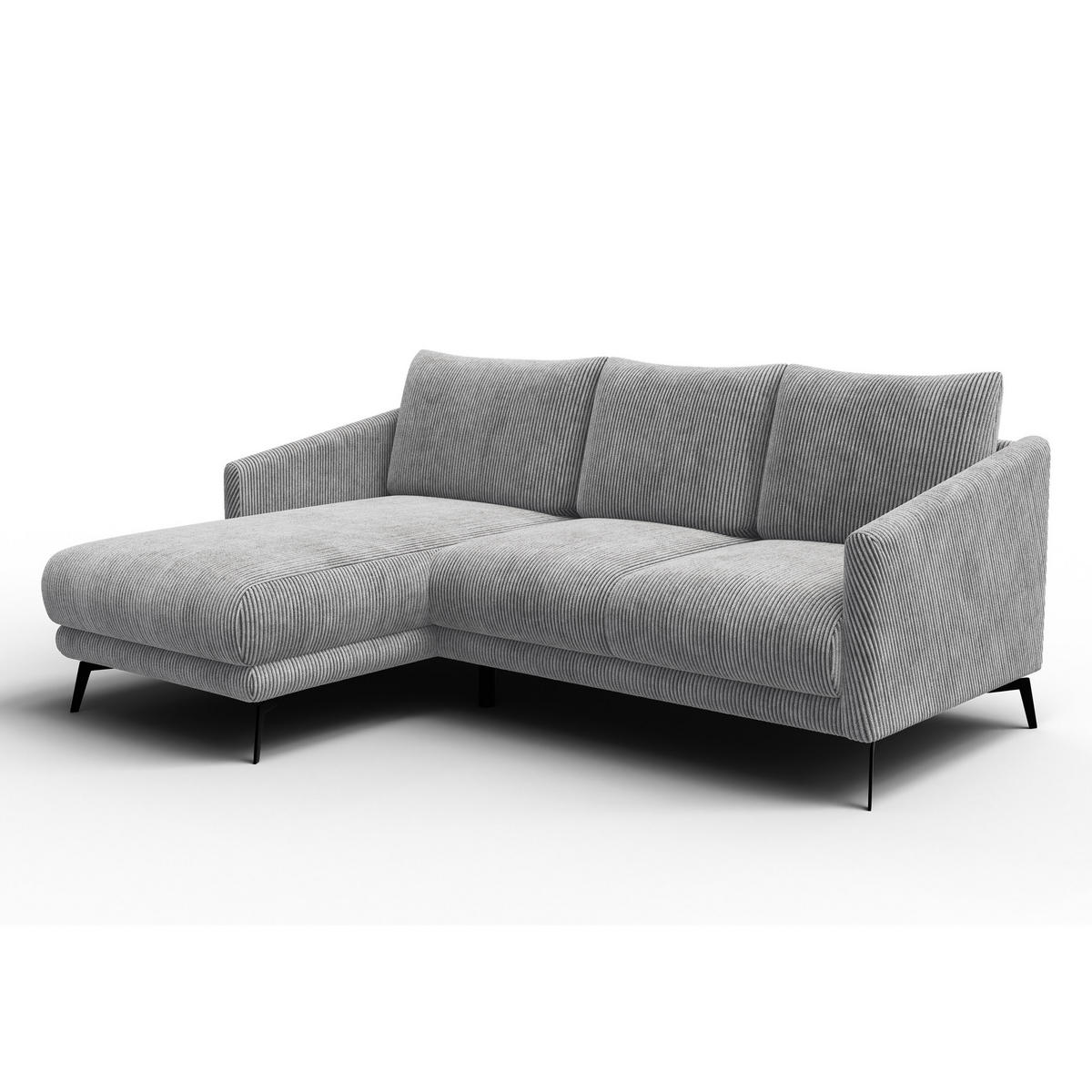 ECKSOFA VILT 3-Sitzer, hellgrau - Hellgrau/Schwarz, Holzwerkstoff/Textil (221/156cm) - Courtois Laville