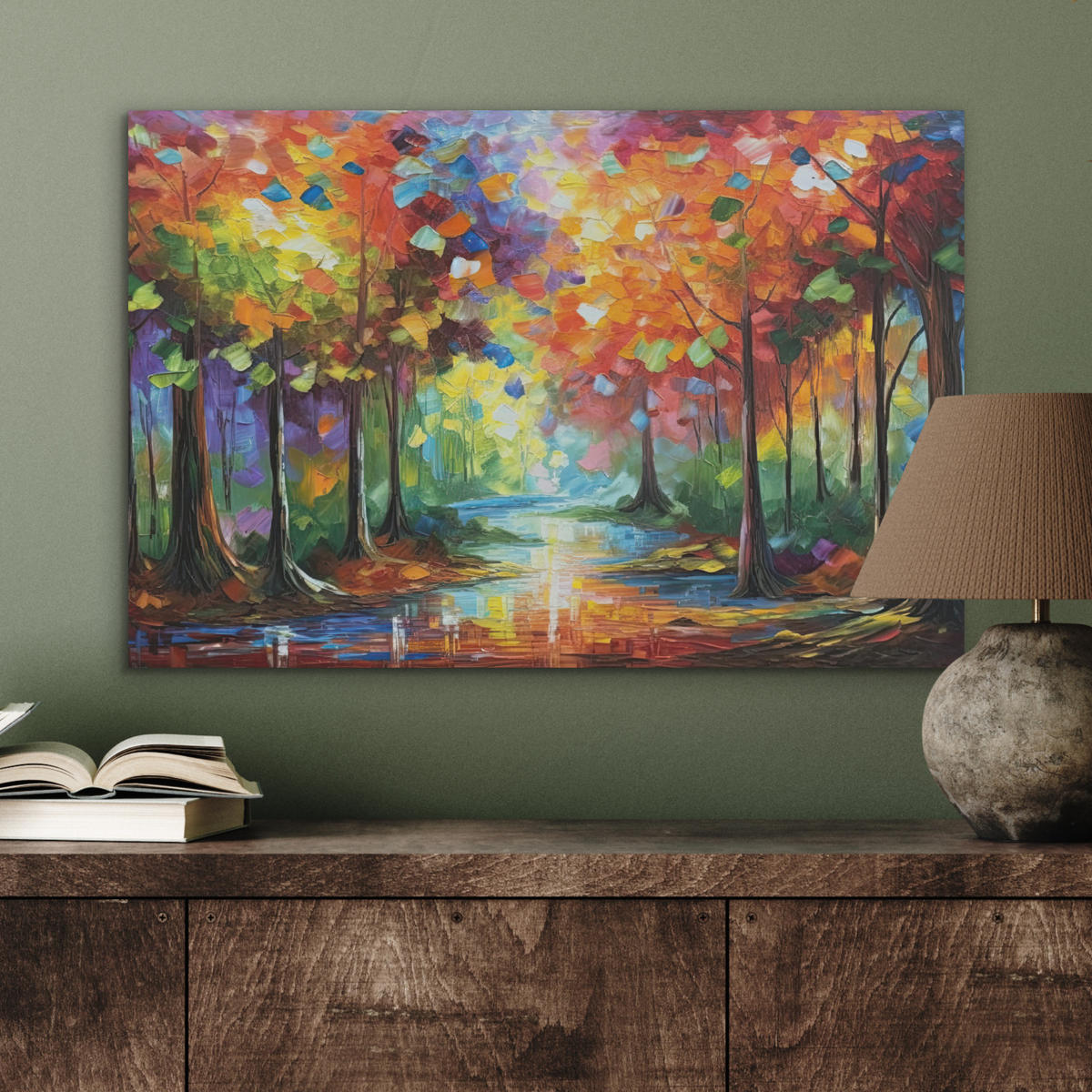 AKUSTIKBILD Landschaft - Wald - Farben - Natur Wanddeko 70x50 cm - Multicolor, Kunststoff (70/50/0.9cm) - MuchoWow