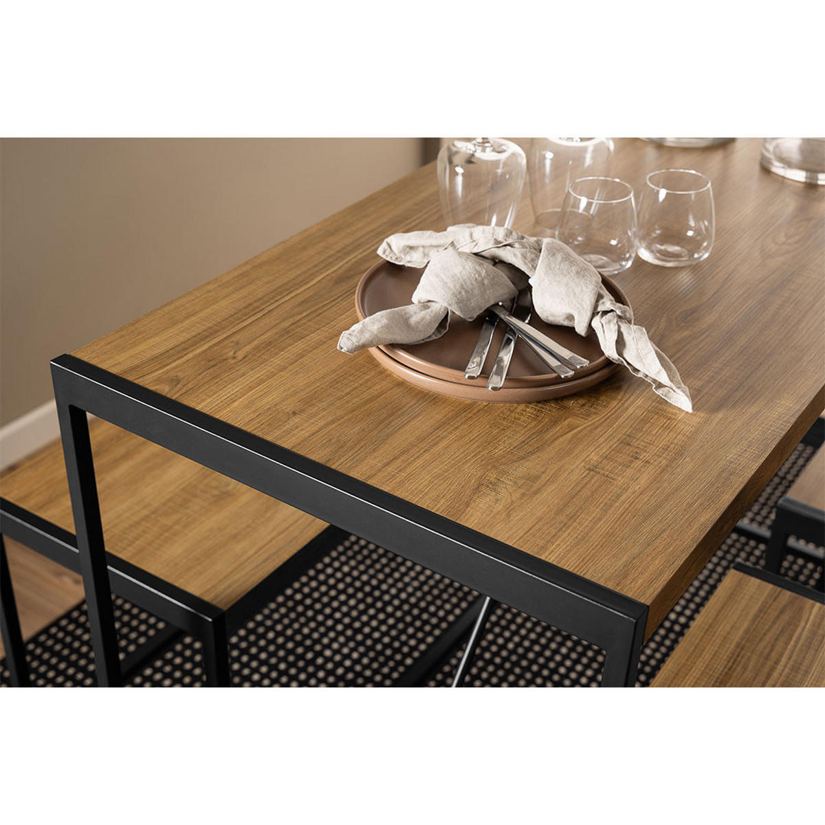 BARTISCH, Bahamas, Tisch Natur, MDF, 120 x 60 x 105 cm, 4-teilig - Naturfarben, Holzwerkstoff/Metall (120/105/60cm) - ebuy24