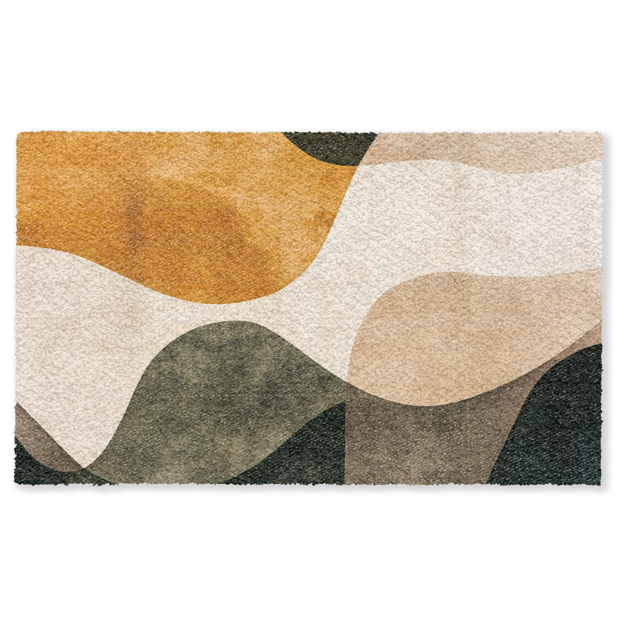 FUSSMATTE Formen - Ockergelb - Abstrakt Flurteppich 150x90 cm - Multicolor, Kunststoff (150/90cm) - MuchoWow