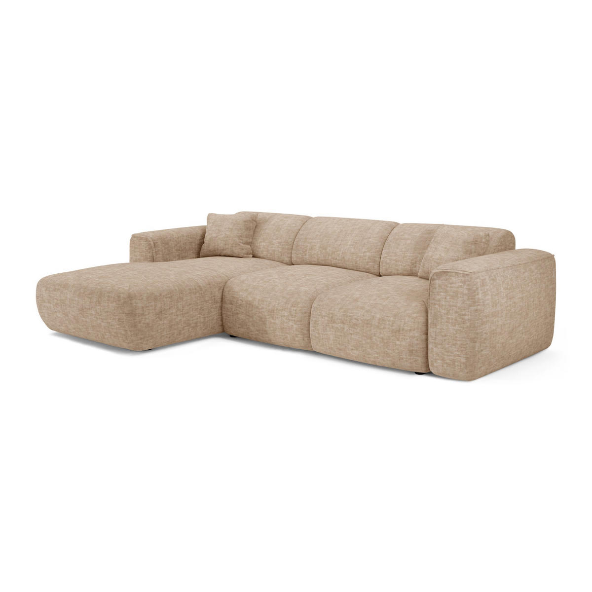 ECKSCHLAFSOFA Texturierter Samt Taupe 283cm - Taupe, Textil (283/180cm) - Sia Home