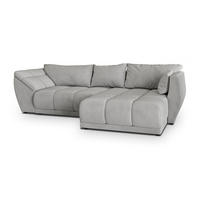 ECKSOFA ORENTI R-S Hellgrau Velours-Stoff mit Schlaffunktion - Hellgrau, Holz (287/182cm) - MASSENO