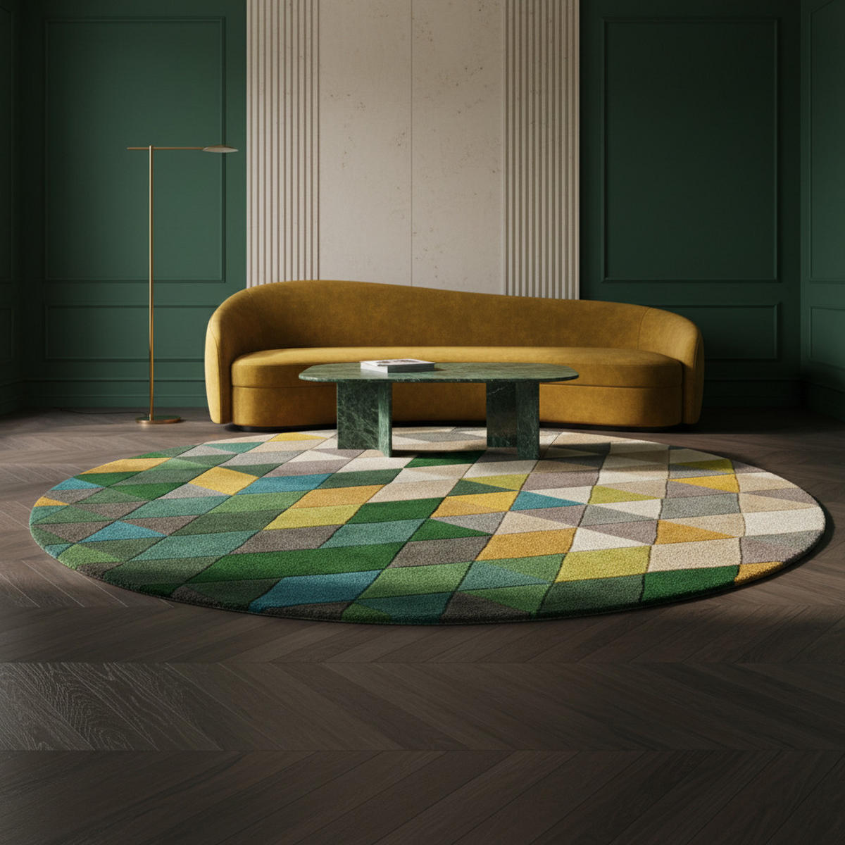 WOLLTEPPICH DERWENT Ø 160 cm - Grün, Textil (160/160cm) - KADIMA DESIGN