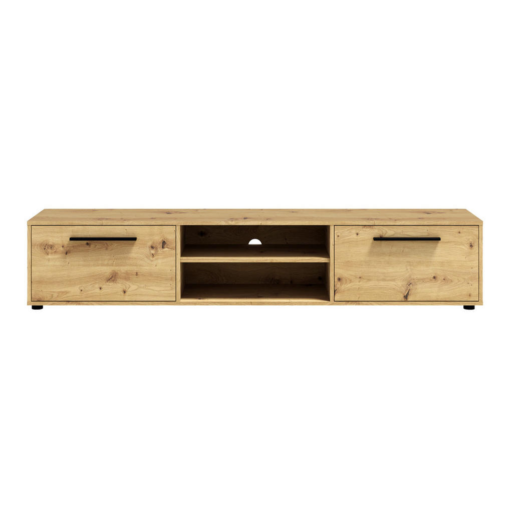 Thumbnail - Ravio Tv-Schrank, Eiche Artisan, Holzwerkstoff, 4 Fächer, 190x38x40 cm, Wohnzimmer, Wohnwände, Lowboards, Lowboards steh...
