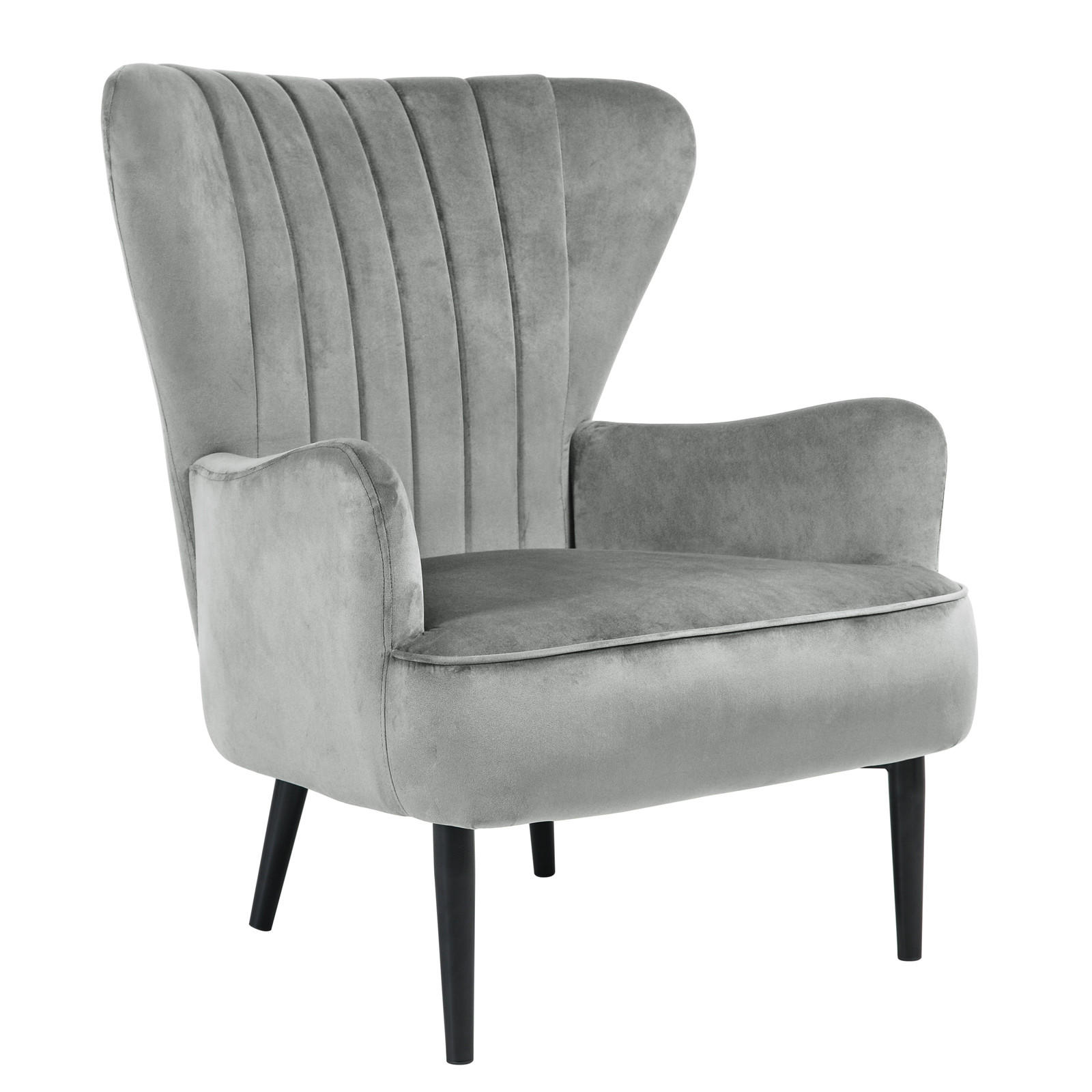 OHRENSESSEL ARTHUR Samt Grau - Grau, Textil (76/89/78cm) - SVITA
