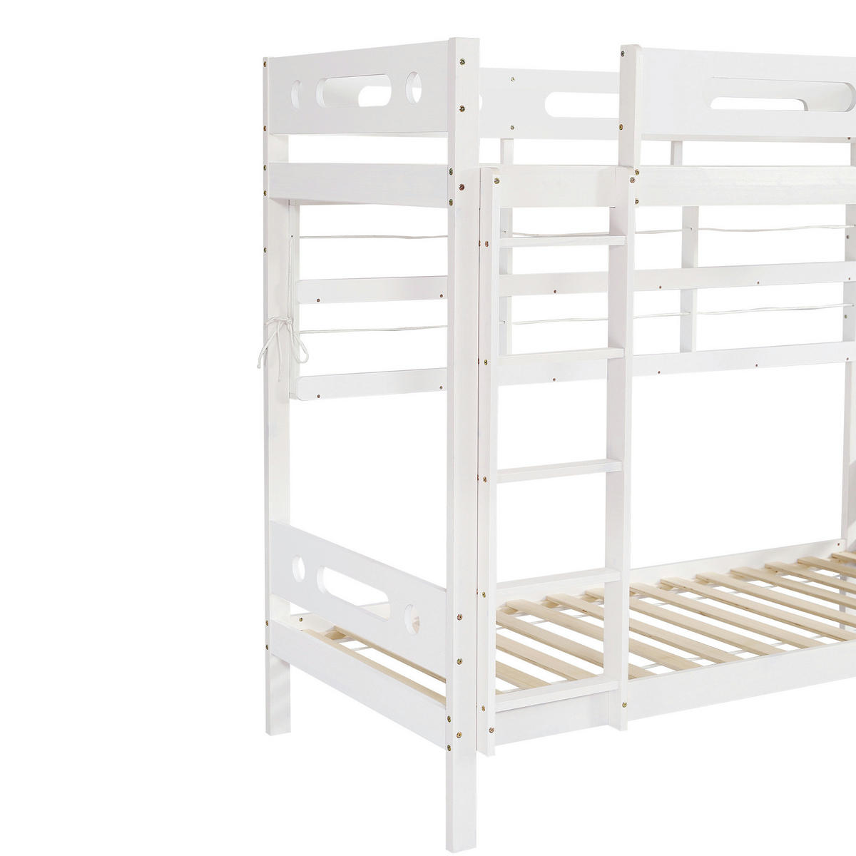 ETAGENBETT 90/200 cm Weiß/Natur mit offenem Regal und 2 Schubladen - Weiß, Holz (90/200cm) - MIVRAY
